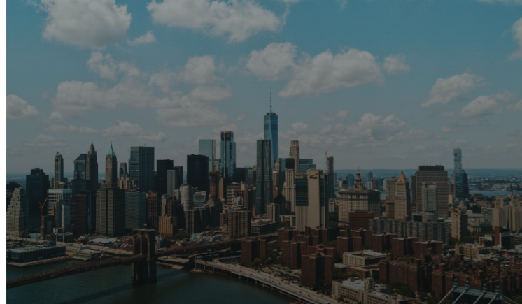 New York City skyline with clouds