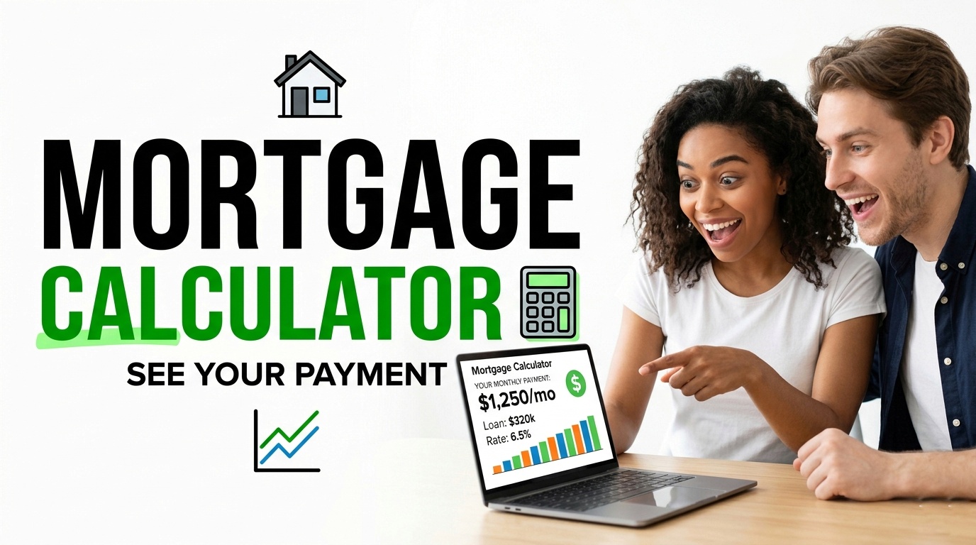 mortgage calculator, monthly mortgage payment, home loan calculator, mortgage amortization, PITI payment, 28/36 rule, fixed-rate mortgage, adjustable-rate mortgage, how much house can I afford, mortgage interest calculator, debt-to-income ratio, down payment calculator, 15-year vs 30-year mortgage, free mortgage calculator, mortgage calculator 2026