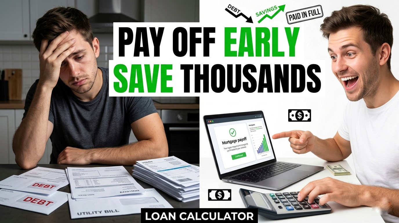 early loan payoff calculator, extra payment calculator, pay off loan faster, loan payoff calculator, car loan payoff calculator, personal loan payoff calculator, loan amortization extra payment, debt payoff calculator, how to pay off debt early, save money on interest, loan payoff schedule, prepayment calculator, mortgage payoff calculator, student loan payoff calculator, pay off loan early, early payoff savings, loan interest calculator, amortization schedule calculator, extra mortgage payment calculator, debt free calculator